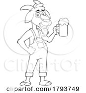 Poster, Art Print Of Cartoon Black And White Goat Holding Beer