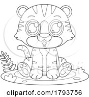 Poster, Art Print Of Cartoon Black And White Cute Baby Tiger