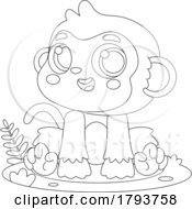 Poster, Art Print Of Cartoon Black And White Cute Baby Monkey