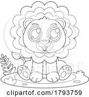 Cartoon Black And White Cute Baby Lion by Hit Toon