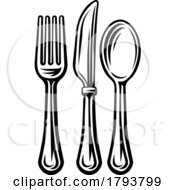 Poster, Art Print Of Fork Spoon Knife Cutlery Dinner Place Setting Icon