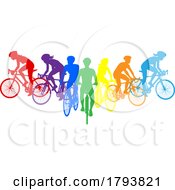 Poster, Art Print Of Cyclists Bikes Silhouette Bike Cyclist People Set