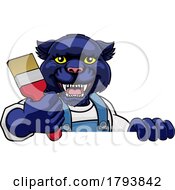 Poster, Art Print Of Panther Painter Decorator Holding Paintbrush