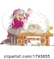 Poster, Art Print Of Cartoon Witch And Spell Book