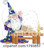 Cartoon Wizard And Spell Book by Alex Bannykh