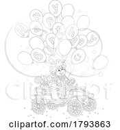 Poster, Art Print Of Cartoon Black And White Clown And Happy Birthday Greeting