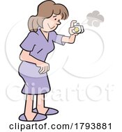 Cartoon Woman Spraying A Perfume