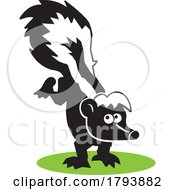 Poster, Art Print Of Cartoon Skunk Doing A Handstand