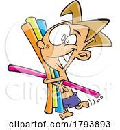 Poster, Art Print Of Clipart Cartoon Boy With Pool Noodles