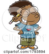 Poster, Art Print Of Clipart Cartoon School Boy In An I Love Physics Shirt