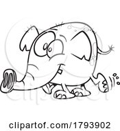 Clipart Black And White Cartoon Elephant Calf