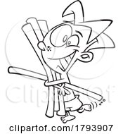 Clipart Black And White Cartoon Boy With Pool Noodles