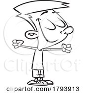 Clipart Black And White Cartoon Boy Stretching by toonaday
