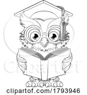 Poster, Art Print Of Wise Owl Cartoon Old Teacher Reading Book