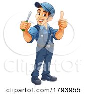 Electrician Handyman Screwdriver Cartoon Mascot