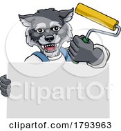 Wolf Painter Decorator Paint Roller Mascot Man