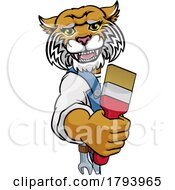 Poster, Art Print Of Wildcat Painter Decorator Holding Paintbrush