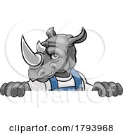Poster, Art Print Of Rhino Mascot Plumber Mechanic Handyman Worker