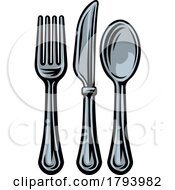 Fork Spoon Knife Cutlery Dinner Place Setting Icon by AtStockIllustration