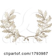 Poster, Art Print Of Engraved Acorn And Oak Leaf Wreath Laurel Design