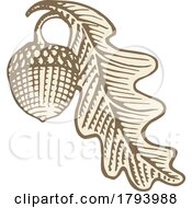 Engraved Acorn And Oak Leaf Design