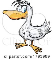 Happy Cartoon Duck Vector Clip Art Illustration