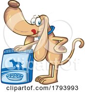 Poster, Art Print Of Cartoon Dog With A Bad Of Dry Food