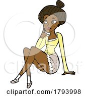 Cartoon Blond Woman Sitting by lineartestpilot