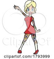 Cartoon Sexy Blond Woman With Tattoos