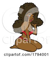 Poster, Art Print Of Cartoon Sexy Black Woman In A Bikini