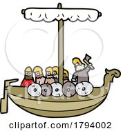 Cartoon Vikings On A Ship by lineartestpilot