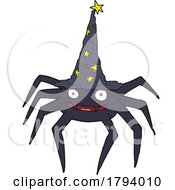 Cartoon Spider Wearing A Witch Hat