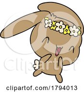 Poster, Art Print Of Cartoon Hippie Bunny Rabbit With A Flower Band
