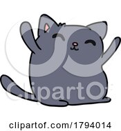 Cartoon Happy Black Cat by lineartestpilot