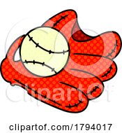 Cartoon Baseball In A Glove