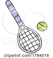 Poster, Art Print Of Cartoon Tennis Racket And Ball