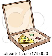 Cartoon Slice In A Pizza Bo by lineartestpilot