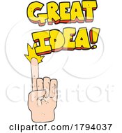 Cartoon Finger And Great Idea Text