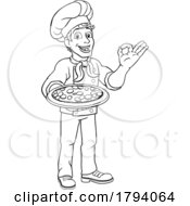 Chef Cook Man Cartoon Holding A Pizza by AtStockIllustration