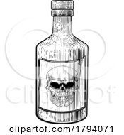 Poison Bottle Skull Warning Sign Label Vintage