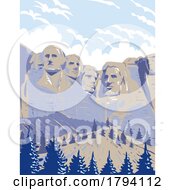 Mount Rushmore National Memorial Shrine Of Democracy South Dakota Usa Wpa Art Poster