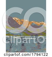 Poster, Art Print Of Lake Wanaka In Glenorchy Otago South Island New Zealand Wpa Art Deco Poster