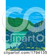 Poster, Art Print Of Balinsasayao Twin Lakes Natural Park In Negros Oriental Philippines Wpa Art Deco Poster