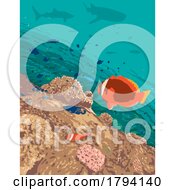 Poster, Art Print Of Red Anemonefish Or Australian Clownfish In Oslob Cebu Philippines Wpa Art Deco Poster