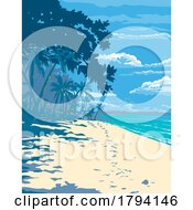 Poster, Art Print Of White Sand Beach In Santa Fe Bantayan Island Cebu Philippines Wpa Art Deco Poster