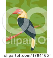 Poster, Art Print Of Mindanao Wrinkled Hornbill Or Aceros Leucocephalus Wpa Art