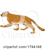 Poster, Art Print Of Cougar Prowling Side View Wpa Poster Art