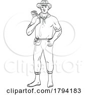 Poster, Art Print Of Male Filipino Farmer Standing Front View Comics Style Drawing