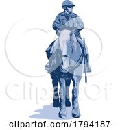 Poster, Art Print Of Horse Mounted Patrol Police Officer Front View Wpa Art