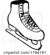 Poster, Art Print Of Ice Skates Or Ice Skating Shoes Boots With Blades Cartoon Retro
